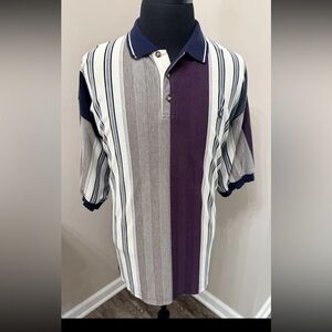 Vintage Knights Round Table PoloShirt Mens 4X Multicolor Vertical Stripe Preppy